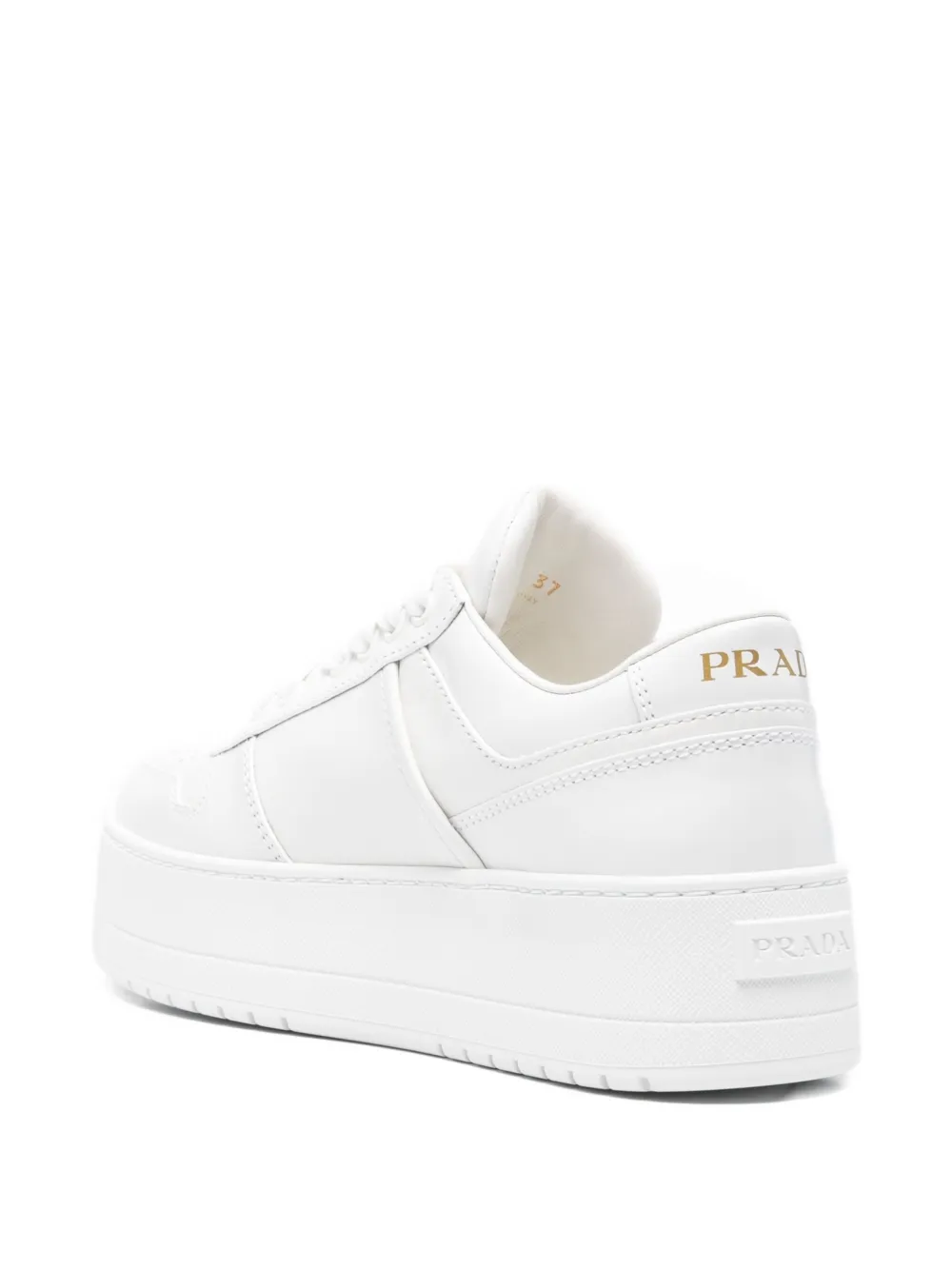 Prada platform logo-patch sneakers Wit