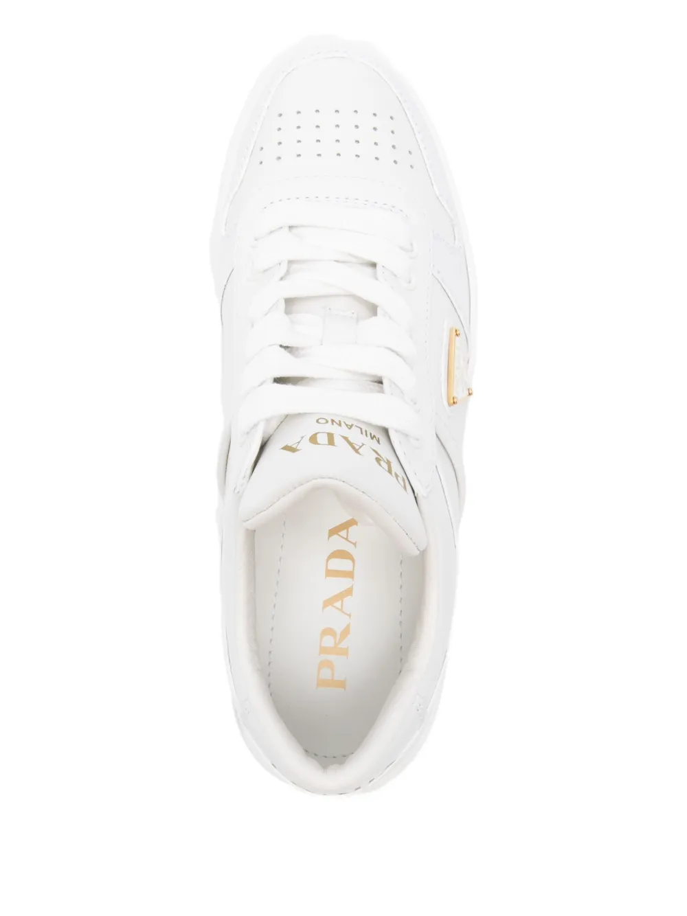 Prada platform logo-patch sneakers Wit