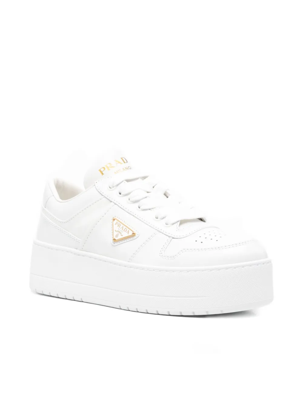 Prada platform logo-patch sneakers - Wit