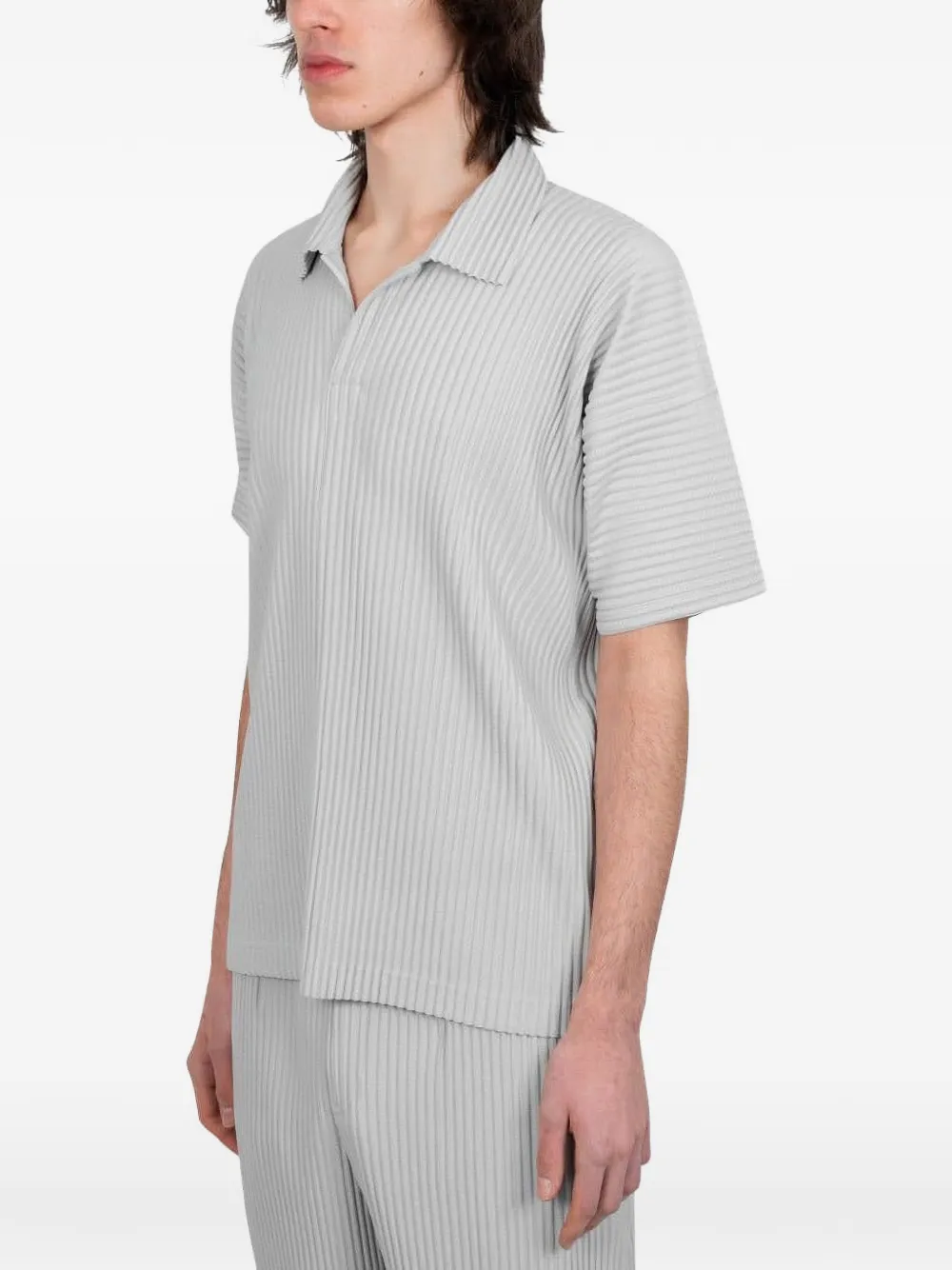 Homme Plissé Issey Miyake pleated polo shirt - Grijs