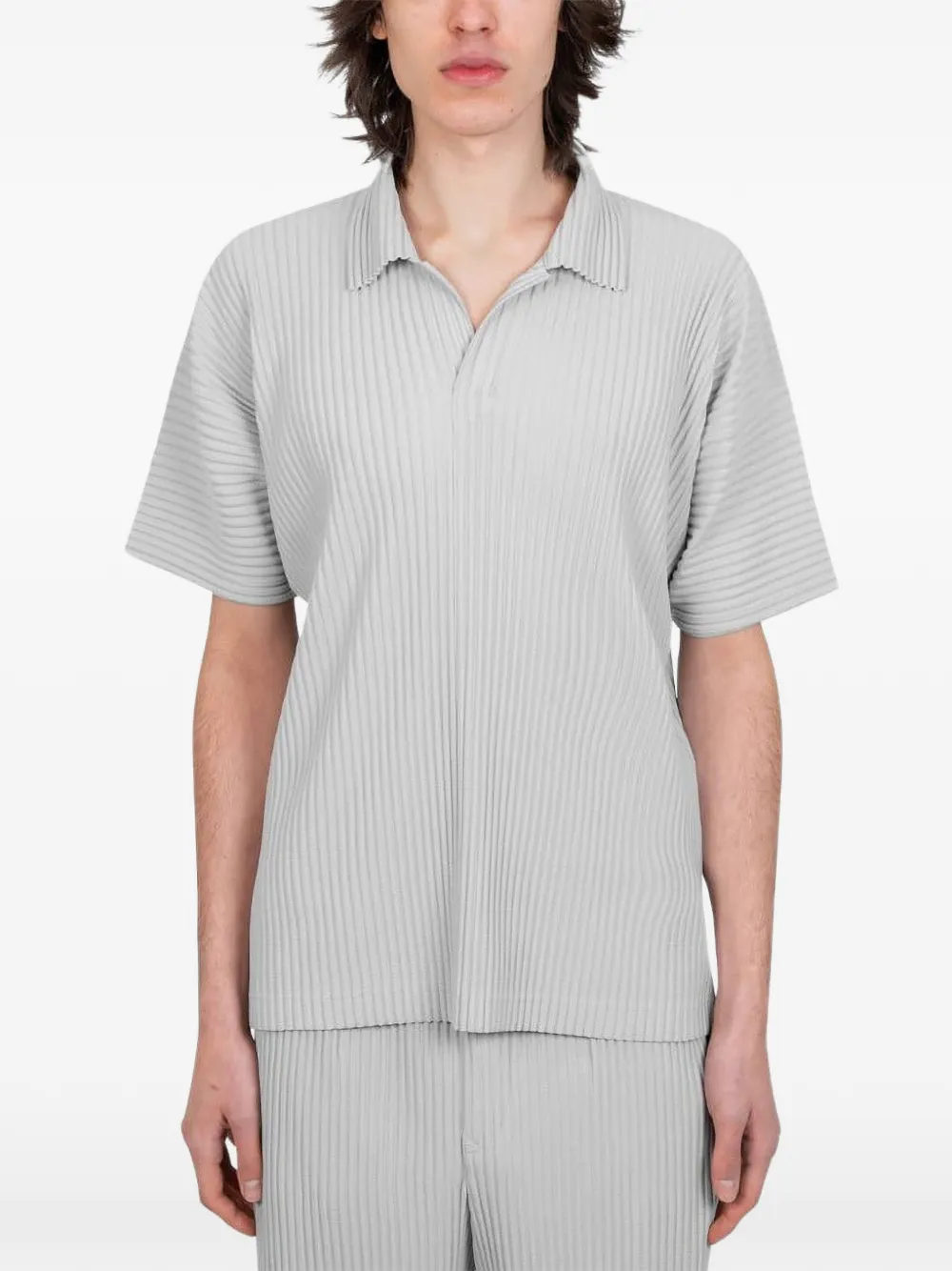 Homme Plissé Issey Miyake pleated polo shirt - Grigio