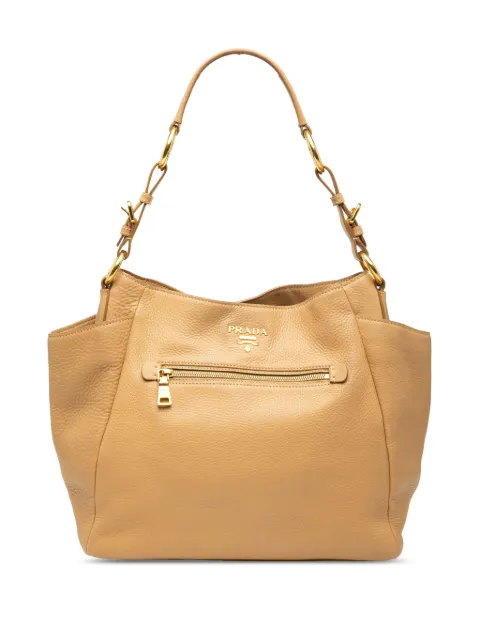 Prada Pre-Owned sac cabas Front Zip en cuir Vitello Daino (2000-2025)