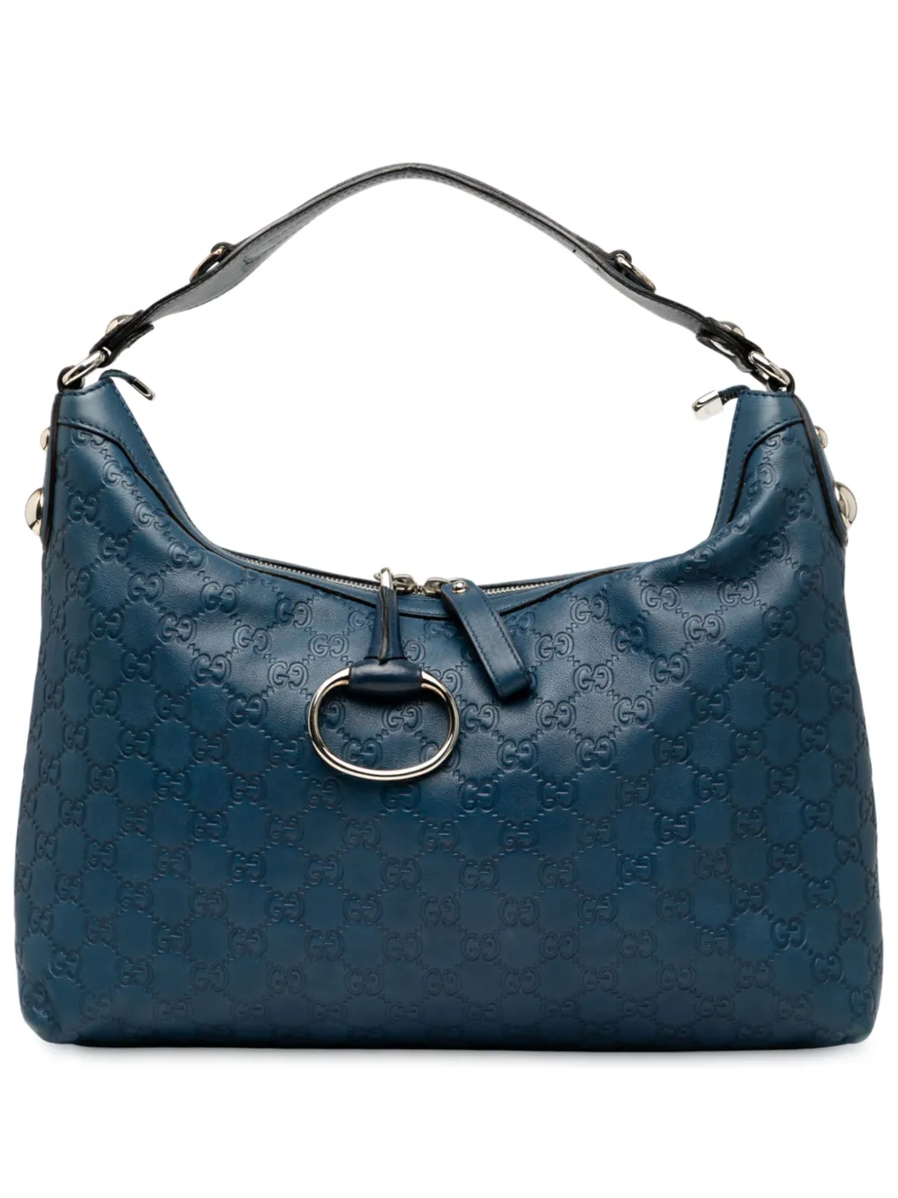 Pre-owned Gucci 2000-2015 Medium Ssima Icon Bit Satchel In Blue