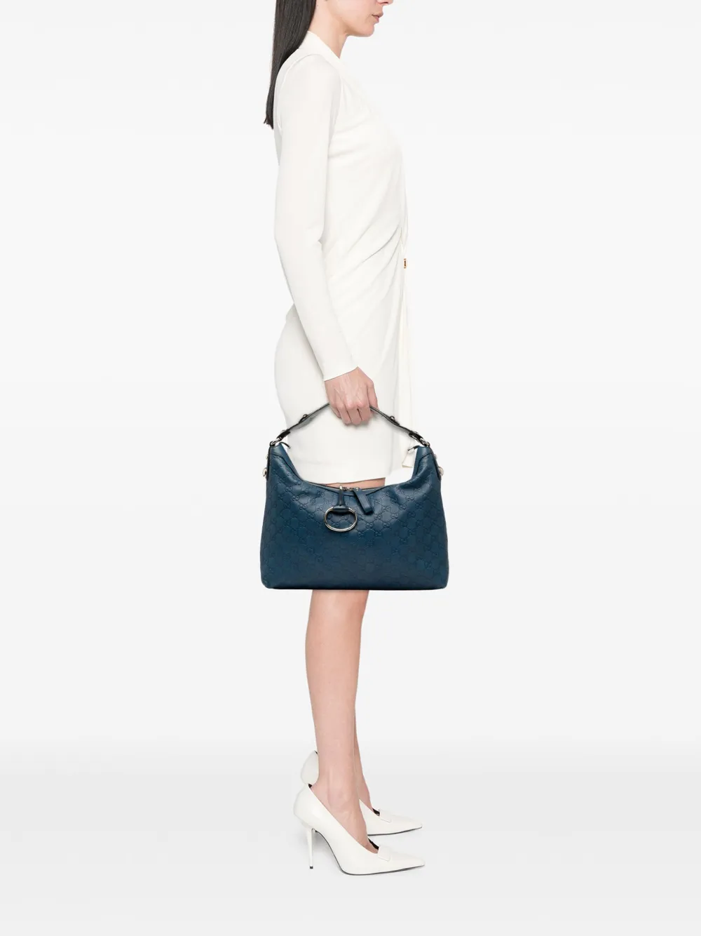 Pre-owned Gucci 2000-2015 Medium Ssima Icon Bit Satchel In Blue