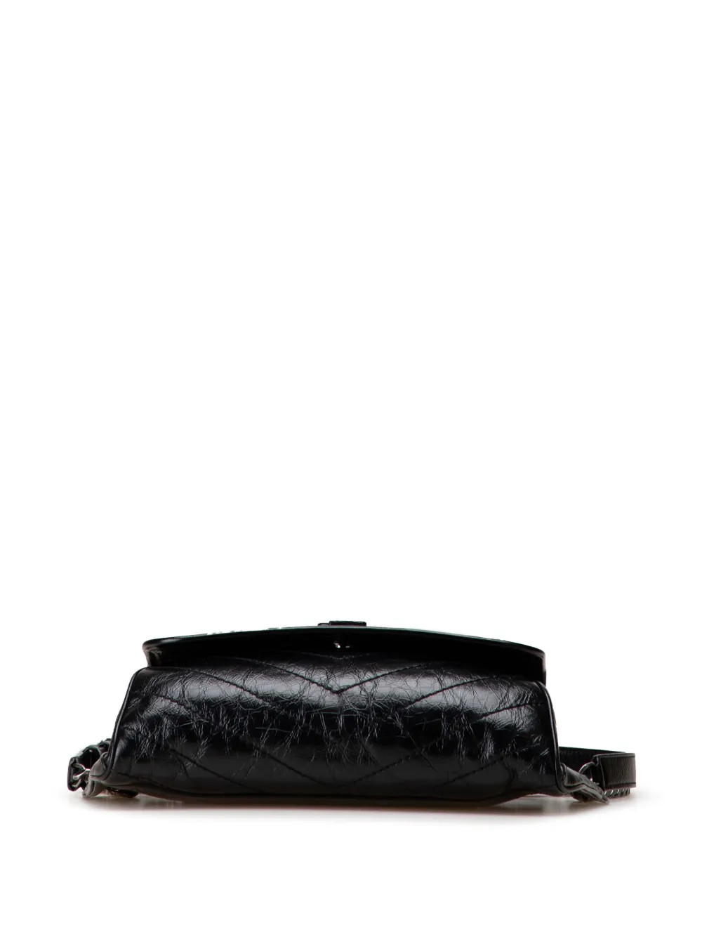 Pre-owned Saint Laurent 2019 Crinkled Calfskin Monogram Niki Belt Bag In Black