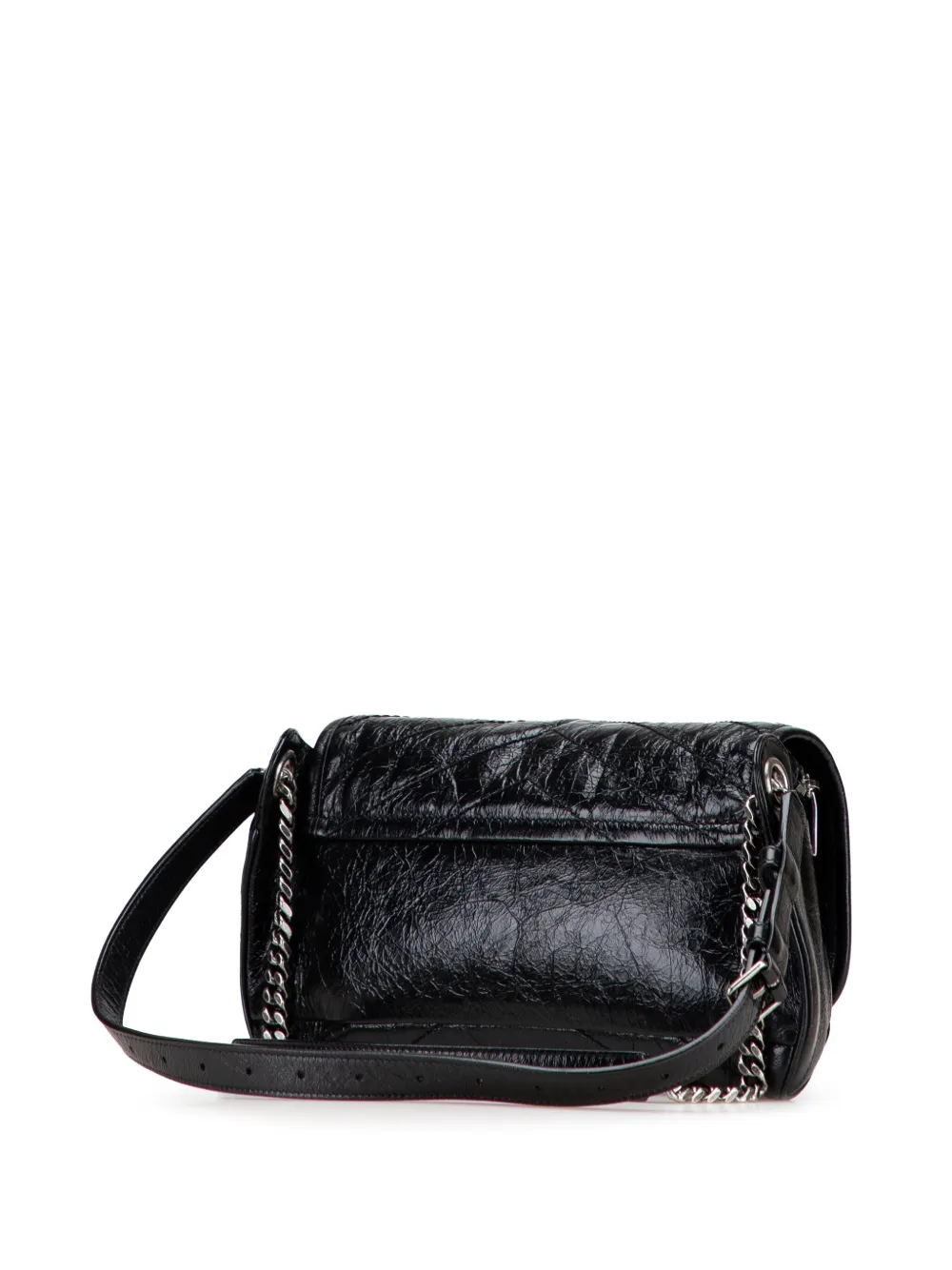 Pre-owned Saint Laurent 2019 Crinkled Calfskin Monogram Niki Belt Bag In Black