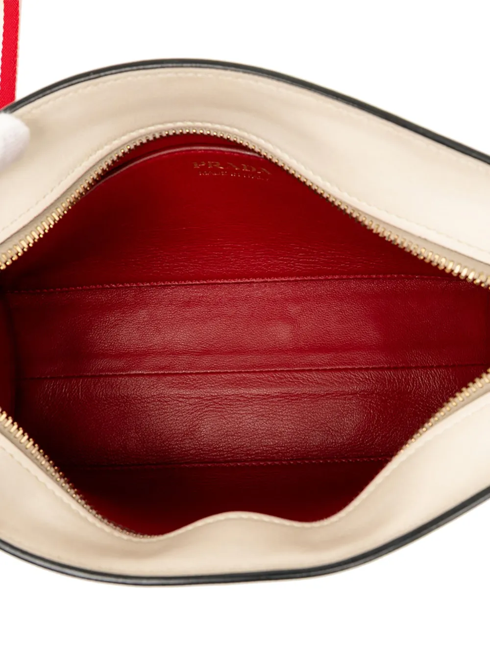 Pre-owned Prada 2013-2025 City Calf And Saffiano Lip Print Esplanade Crossbody Bag In Red