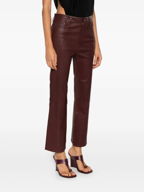 Pantalon Crop En Cuir D'Agneau Femme - FRAME Neuf Avec Étiquette - Taille 32 Noir