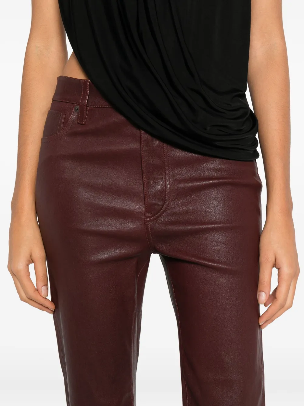 FRAME Reboot Crop leren broek Rood