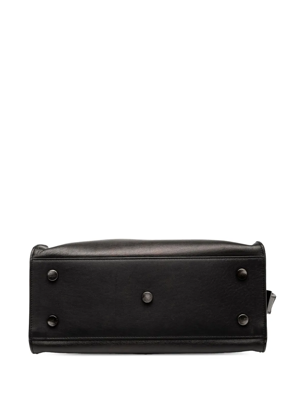 Pre-owned Saint Laurent 2015 Baby Leather Monogram Downtown Cabas Satchel In Black