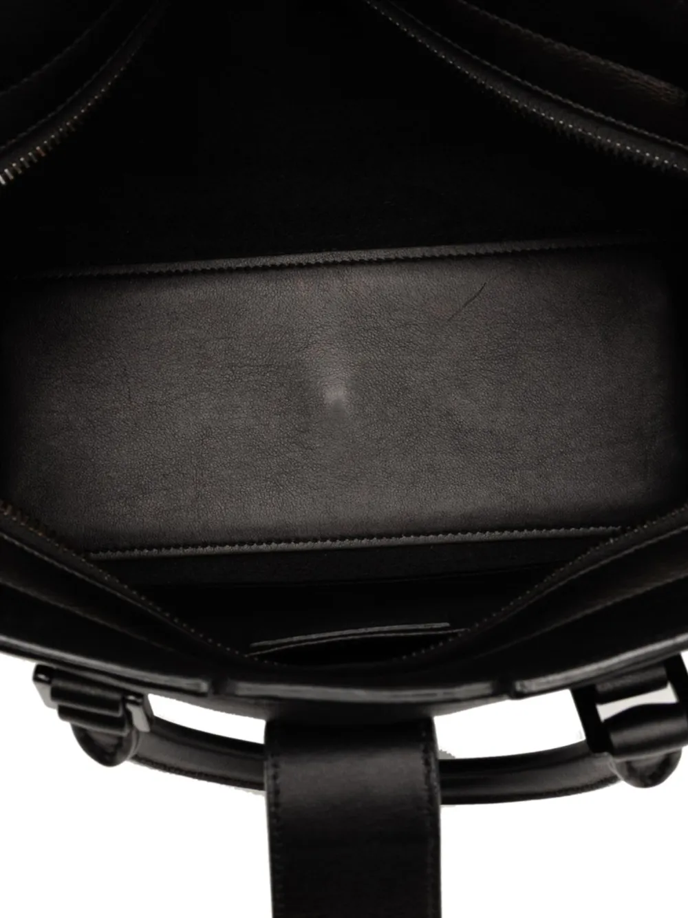 Pre-owned Saint Laurent 2015 Baby Leather Monogram Downtown Cabas Satchel In Black
