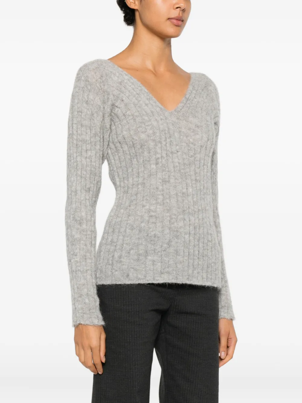 Paloma Wool Vita geribbelde trui met V-hals Grijs