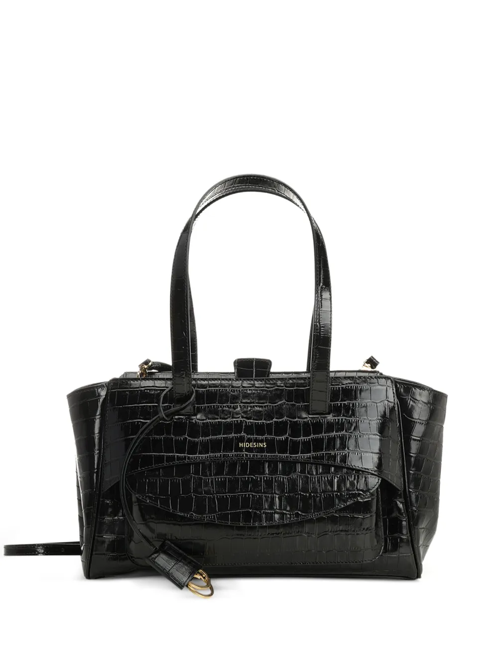 HIDESINS croc-embossed top-handle tote bag | Black | Image 1
