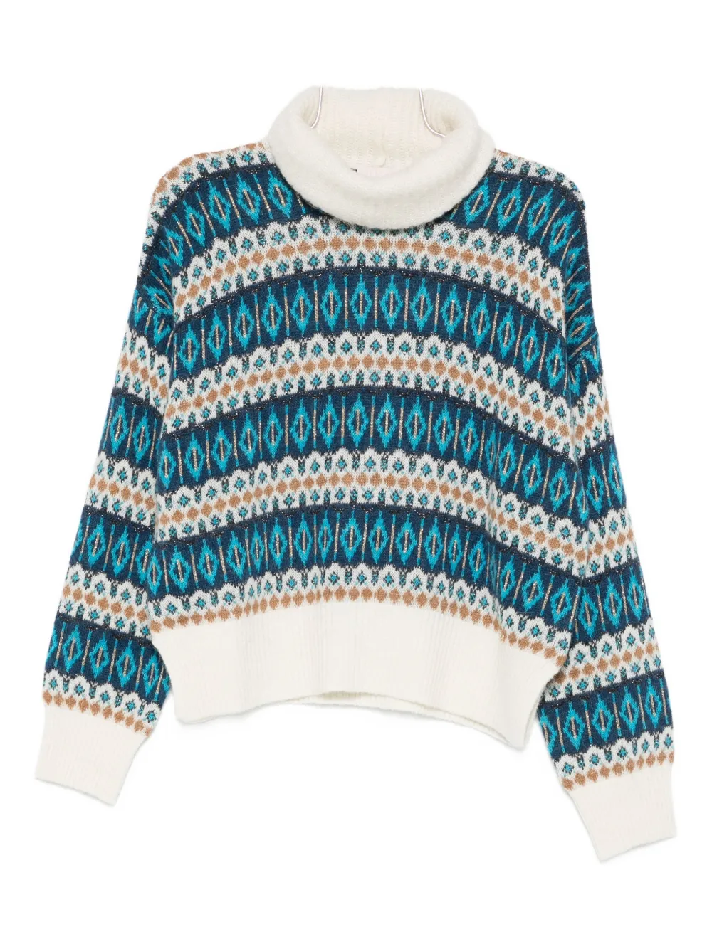 Liu •jo Patterned Turtleneck Sweater In Blue
