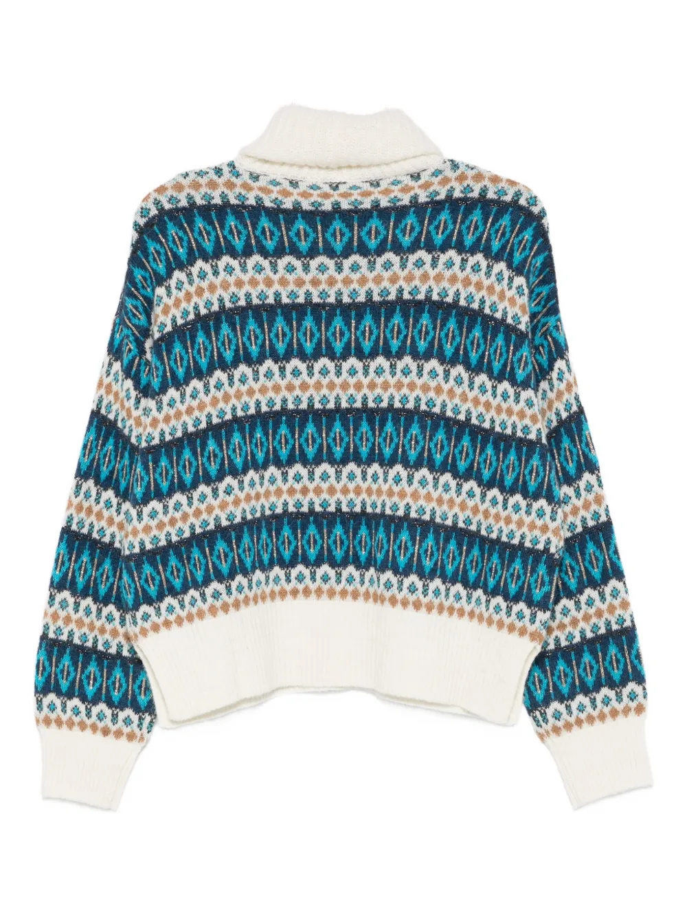 Liu •jo Patterned Turtleneck Sweater In Blue