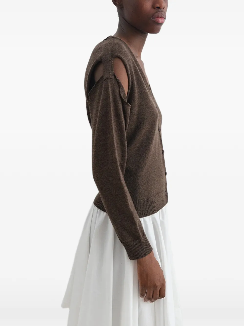  Gimaguas Coucou Shoulder Cutouts Cardigan - Brown 