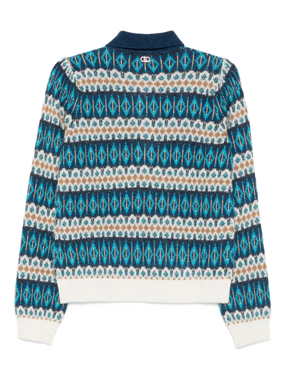 Liu •jo Patterned Collared Polo Top In Blue