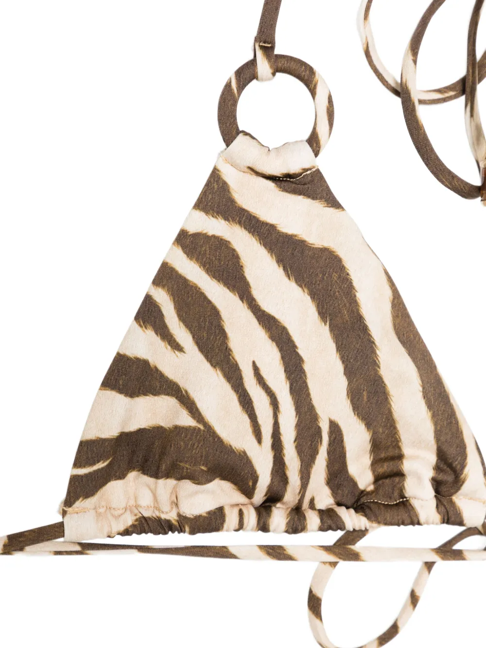 ZIMMERMANN Wanderlust bikini met zebraprint en gestrikte ring Bruin