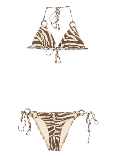 ZIMMERMANN Wanderlust ring-tie zebra-pattern bikini