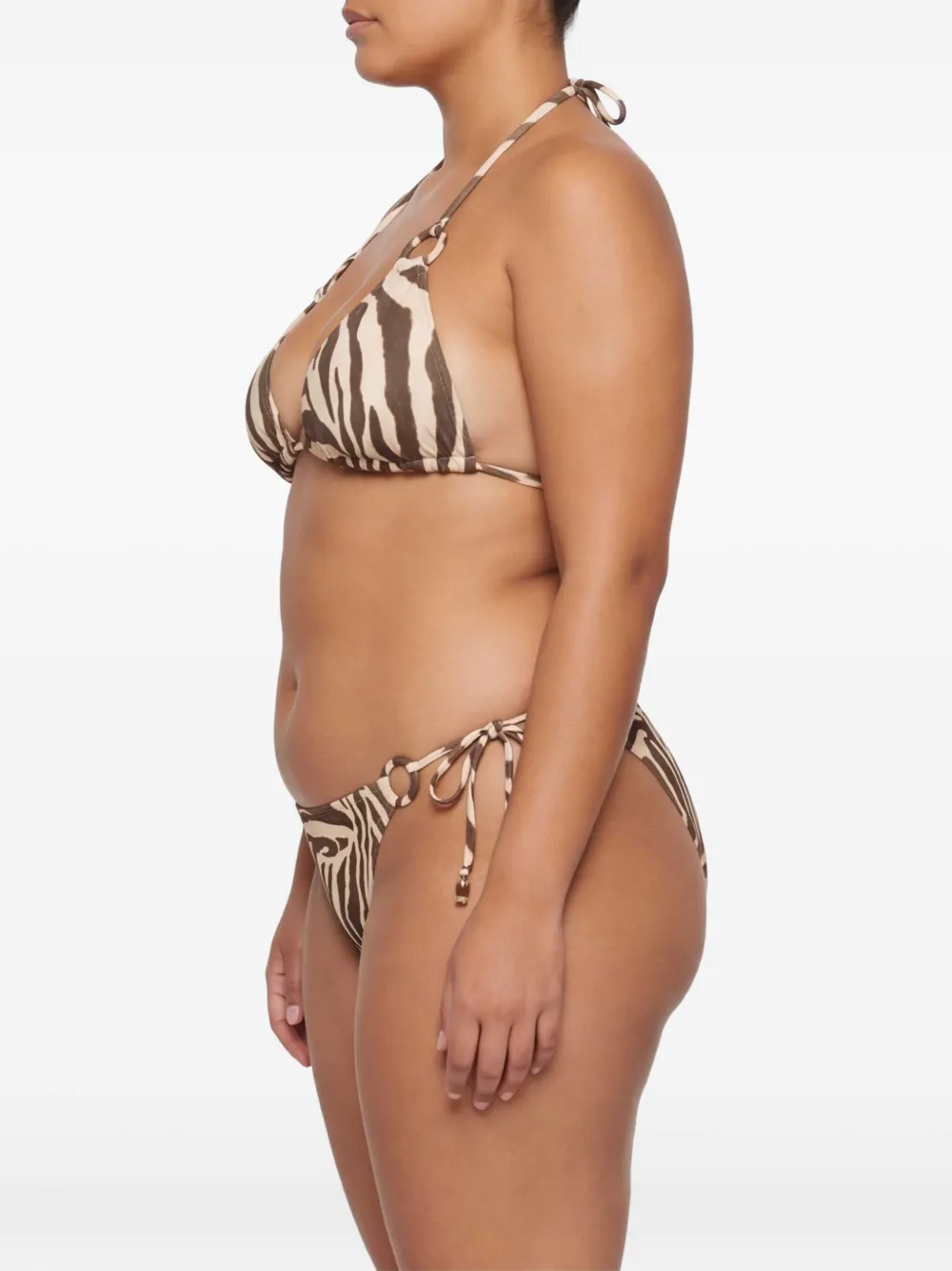 ZIMMERMANN Wanderlust bikini met zebraprint en gestrikte ring Bruin