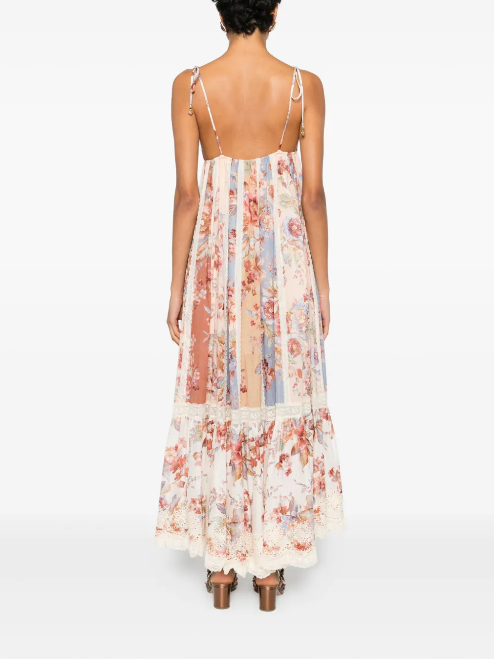 Zimmermann Floral Lace Midi Dress In Multi