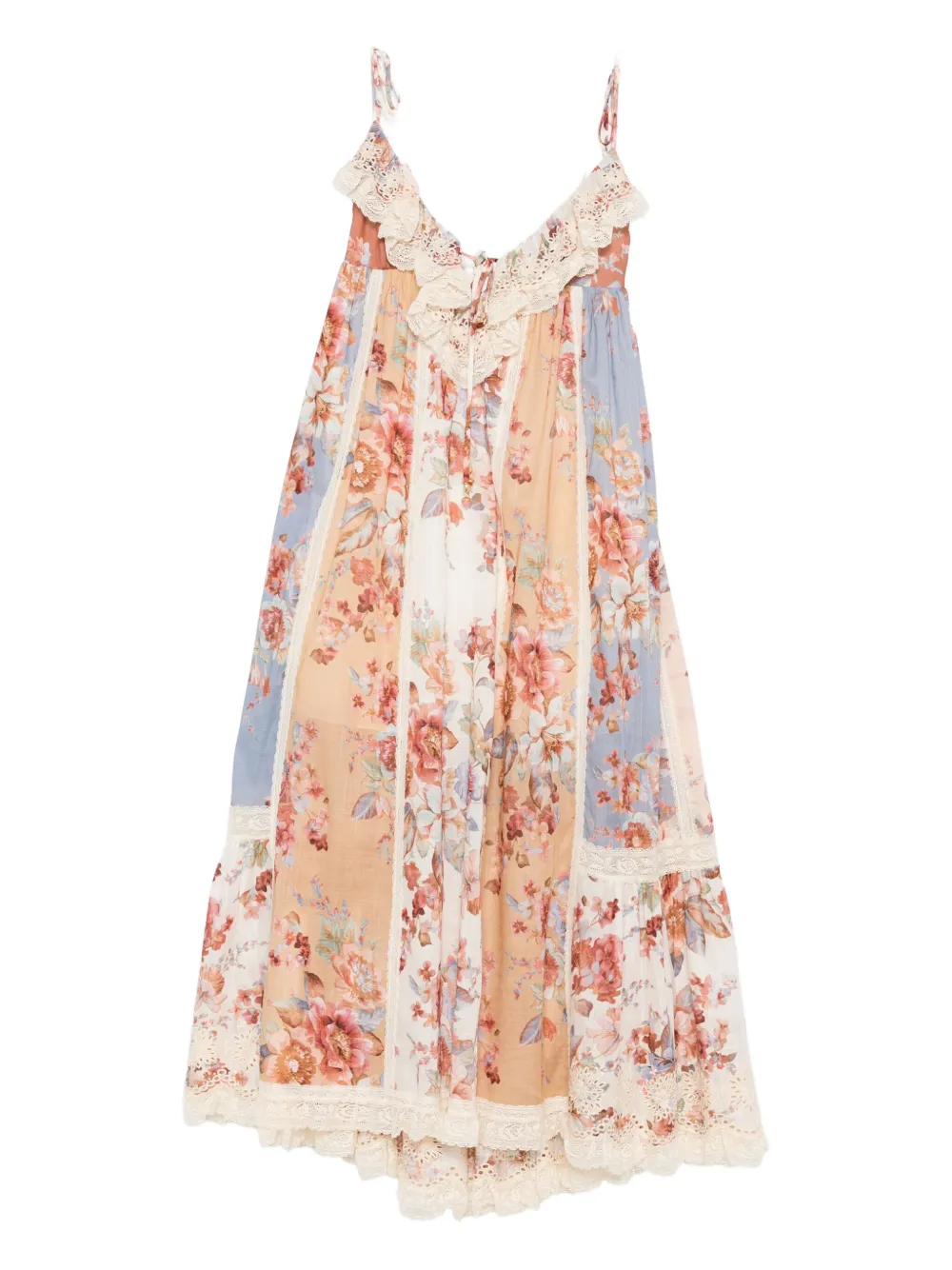 Zimmermann Floral Lace Midi Dress In Multi