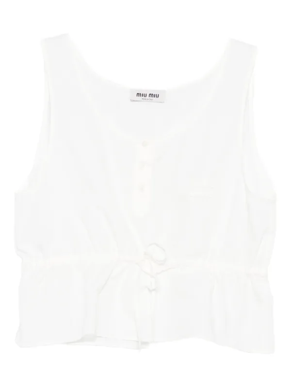 Miu Miu Drawstring Top in White