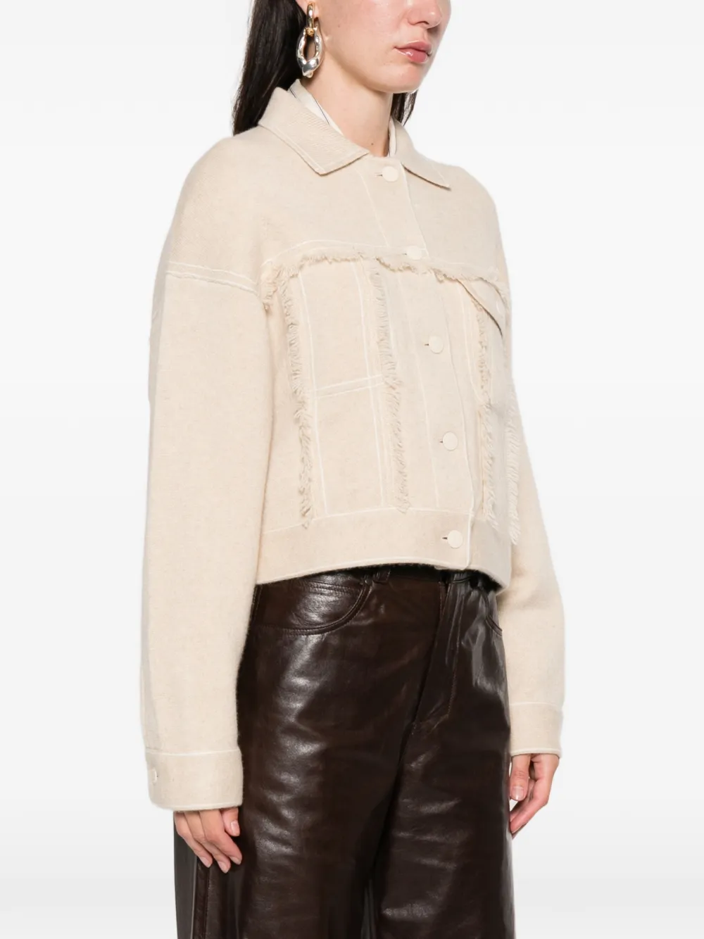 kujten Arya fringed buttoned jacket Beige