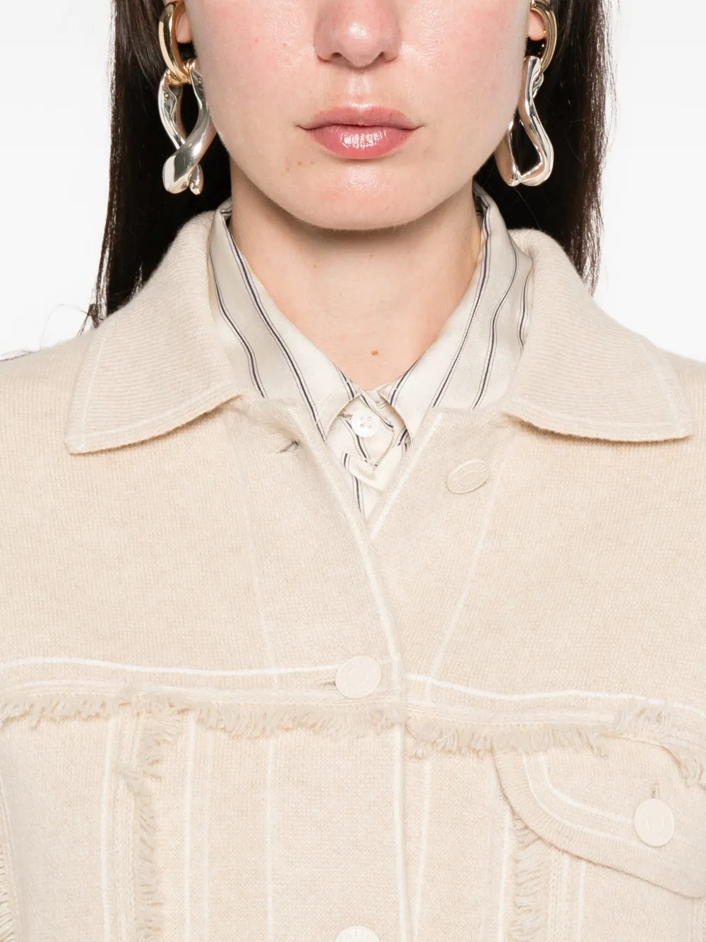 kujten Arya fringed buttoned jacket Beige