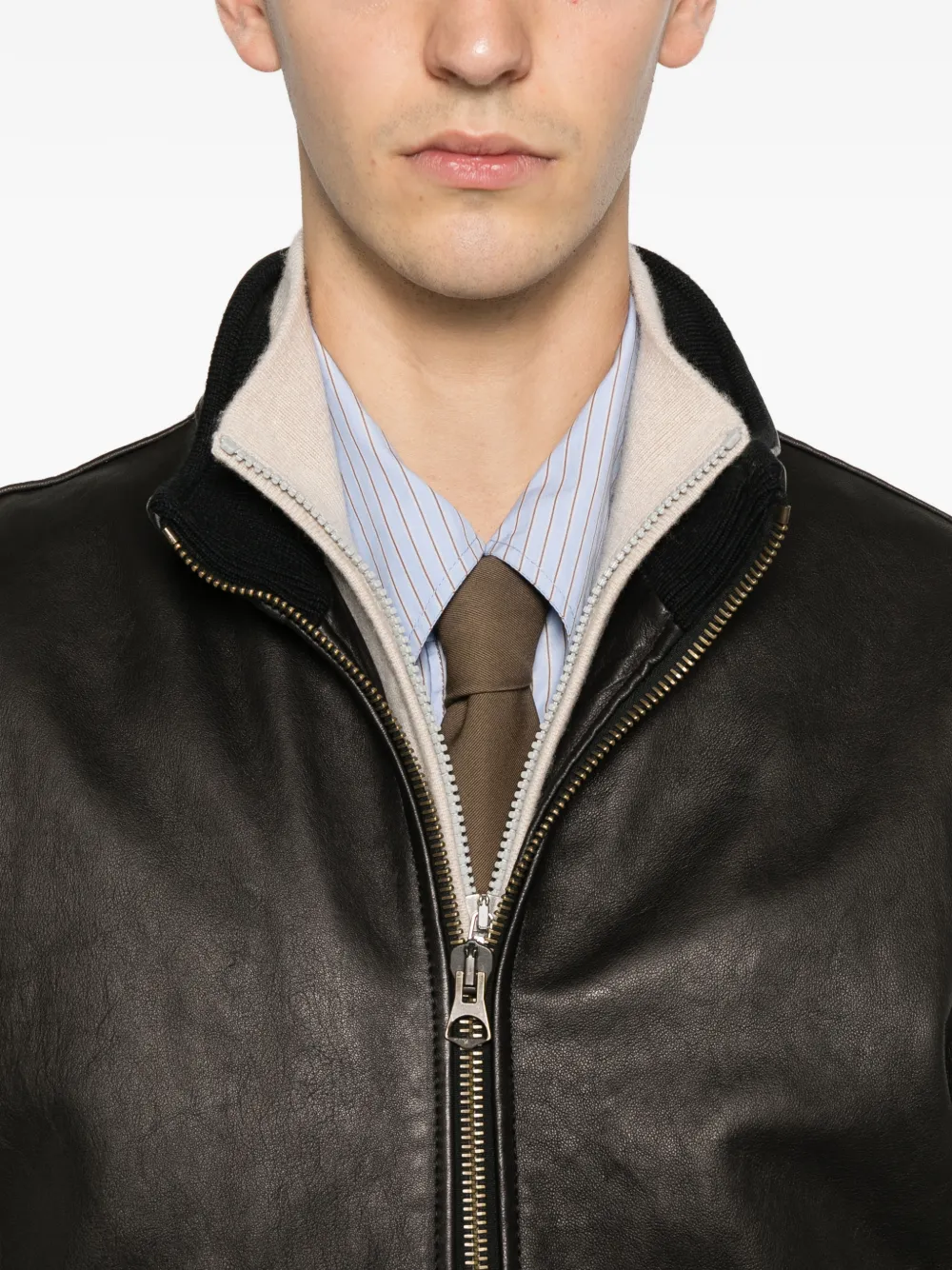 Volfagli Grana Pocket Zip-fastening Leather Jacket In Black