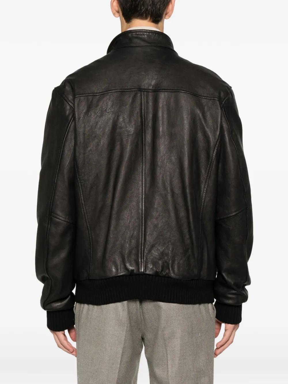 Volfagli Grana Pocket Zip-fastening Leather Jacket In Black