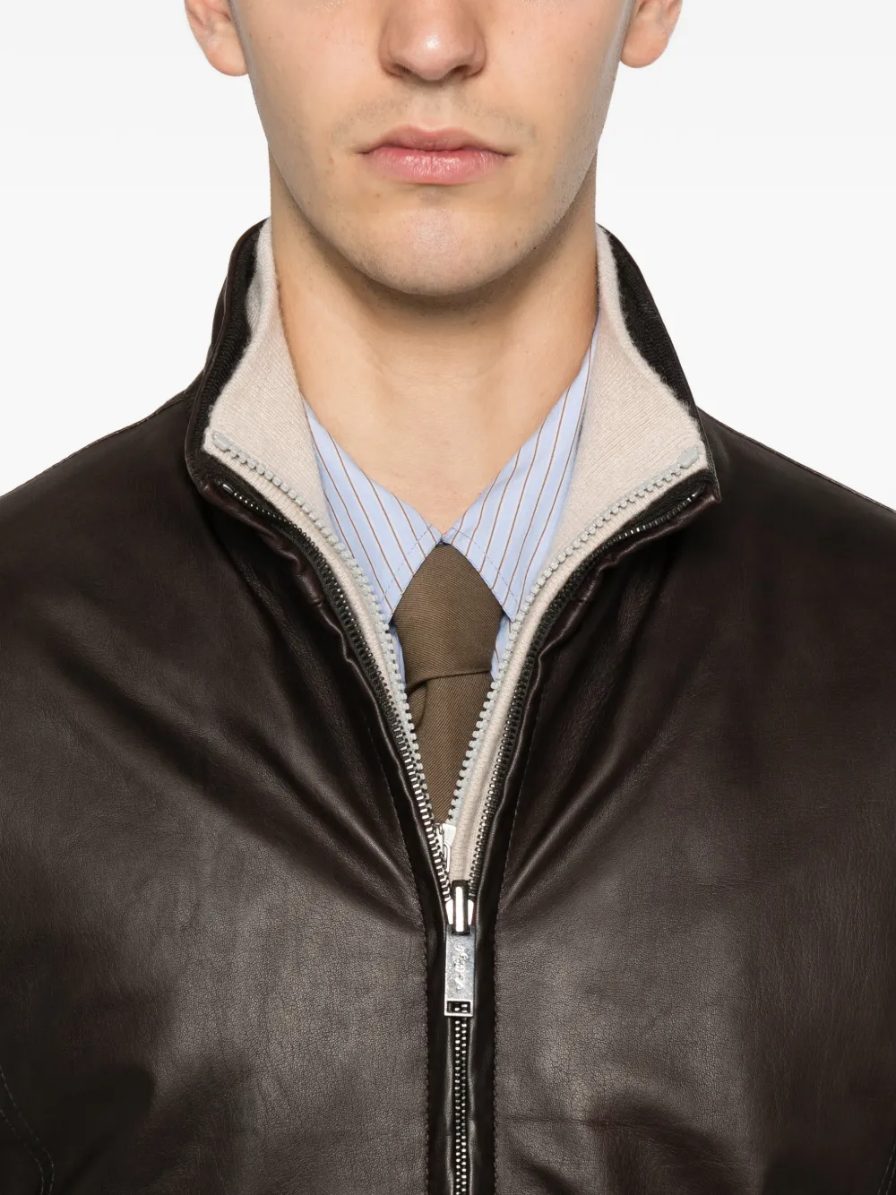 Volfagli Tuscany Zip-fastening Leather Jacket In Brown
