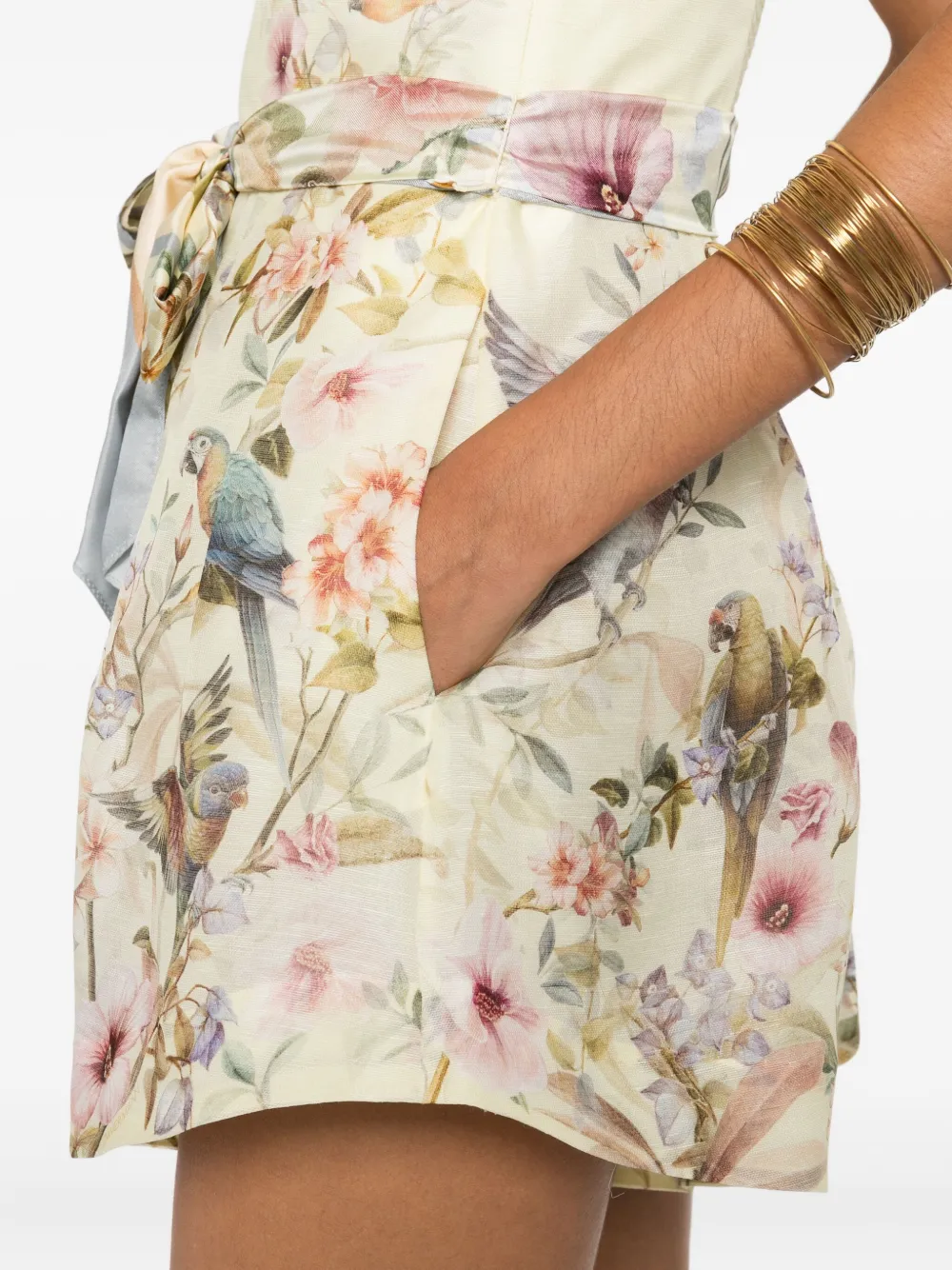 Zimmermann Floral-tie Playsuit In Multi