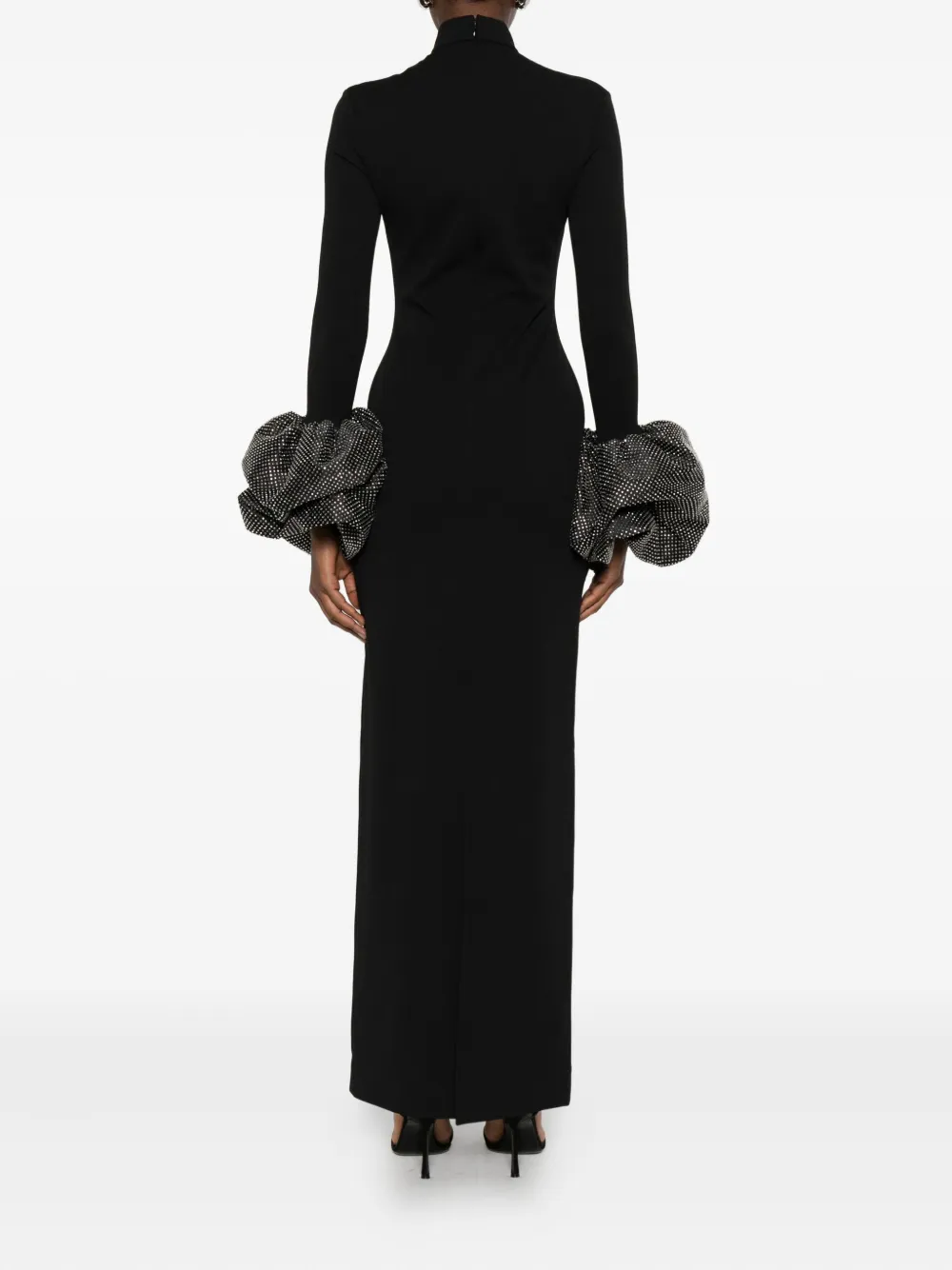Solace London Viviana High-neck Maxi Dress In Black