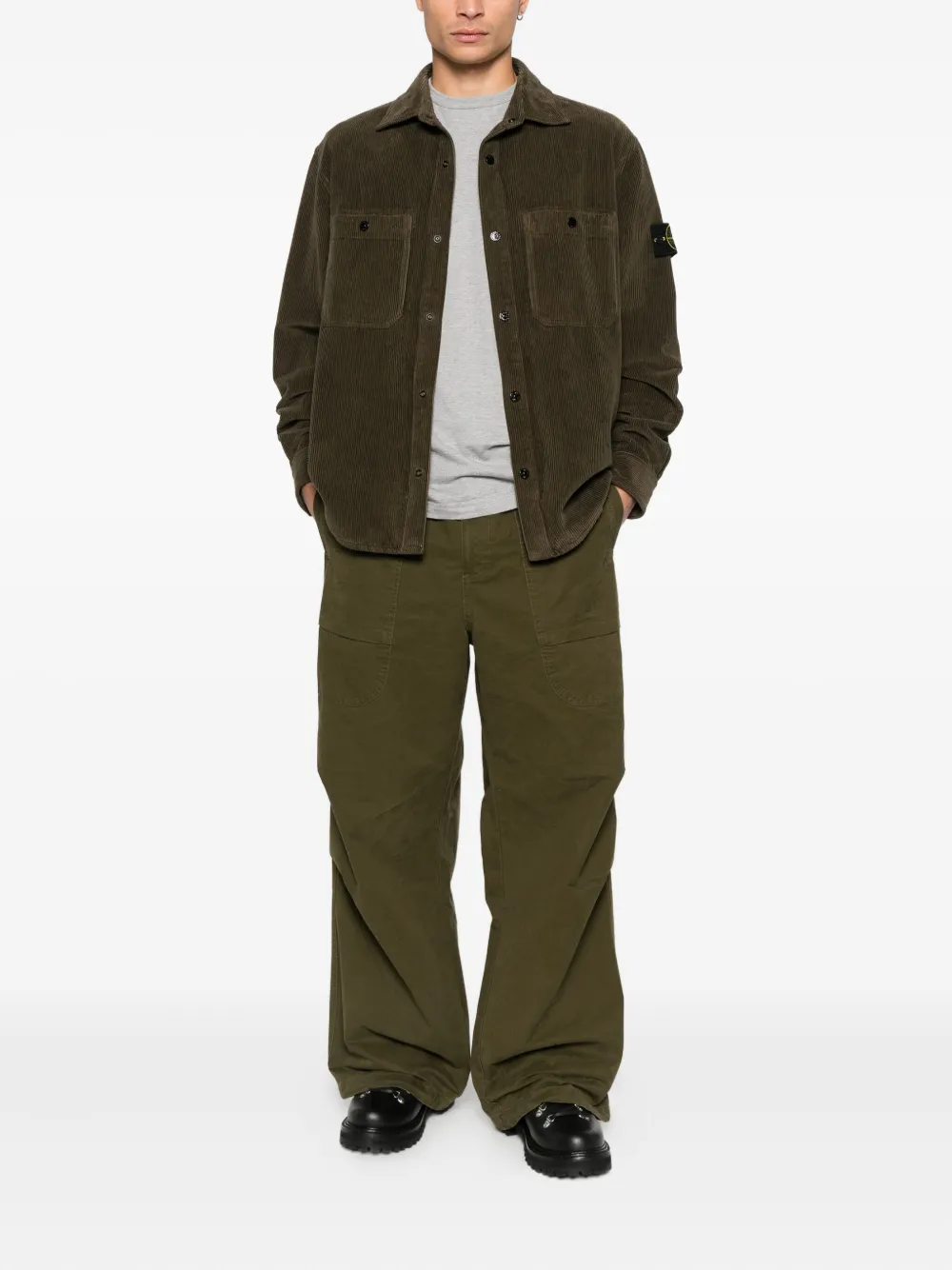 Stone Island button-fastening corduroy shirt jacket | Shirt Jackets | Image 2