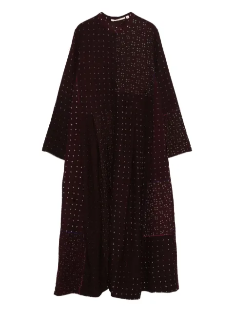 INJIRI polka-dot panelled midi dress