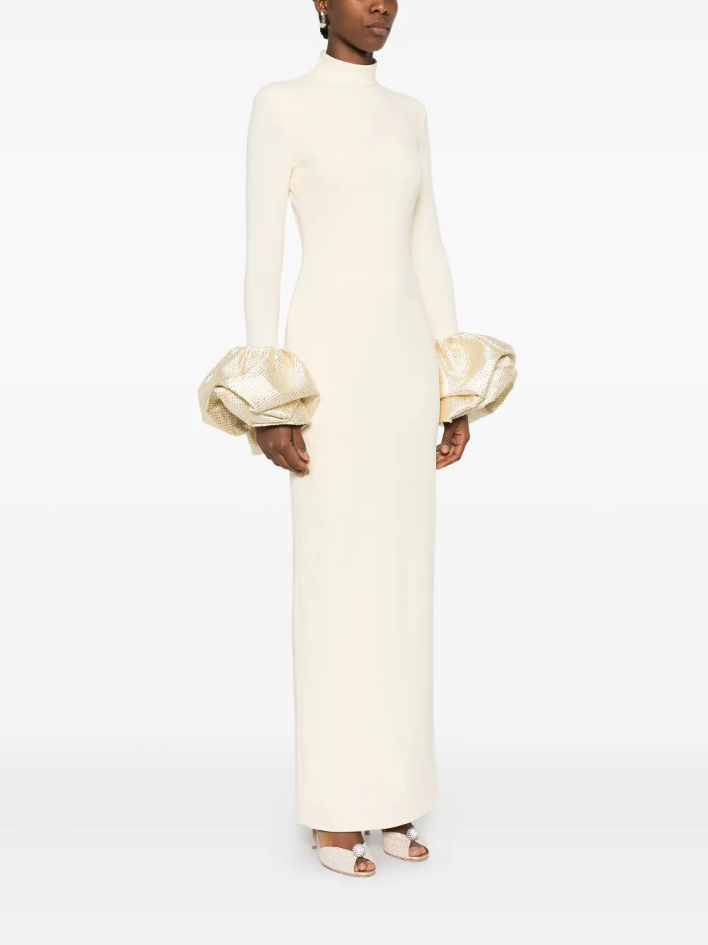 Solace London Maxi-jurk met lange mouwen Beige