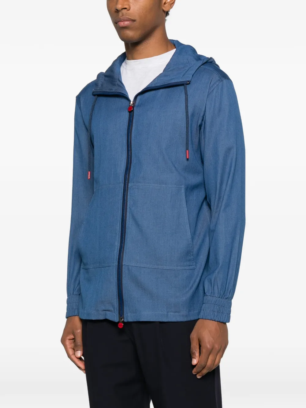 Kiton Overhemd met capuchon en rits Blauw
