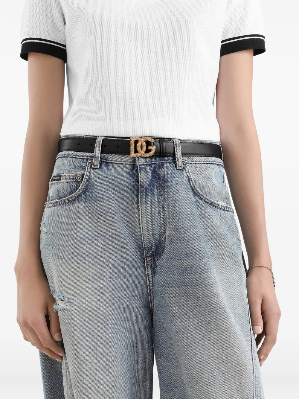 Dolce & Gabbana logo buckle belt - Zwart