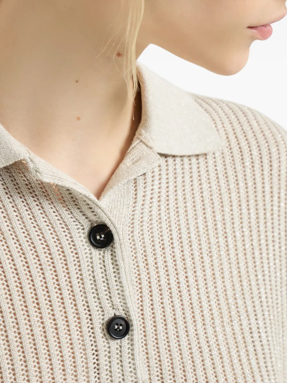 Brunello Cucinelli Geribbelde polotop Beige