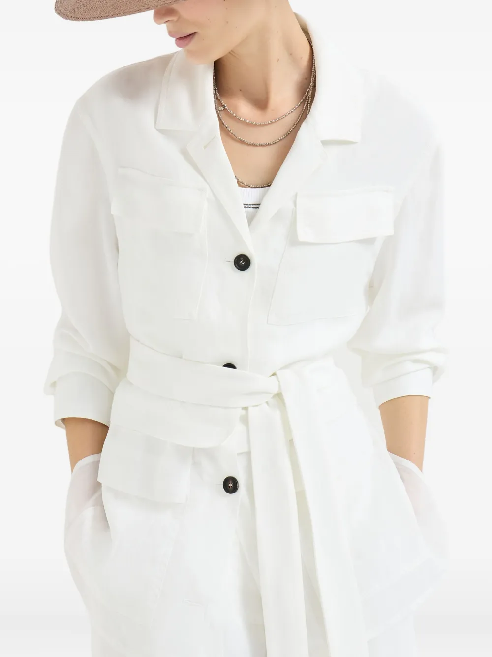 Brunello Cucinelli Jack met zak en ceintuur Wit