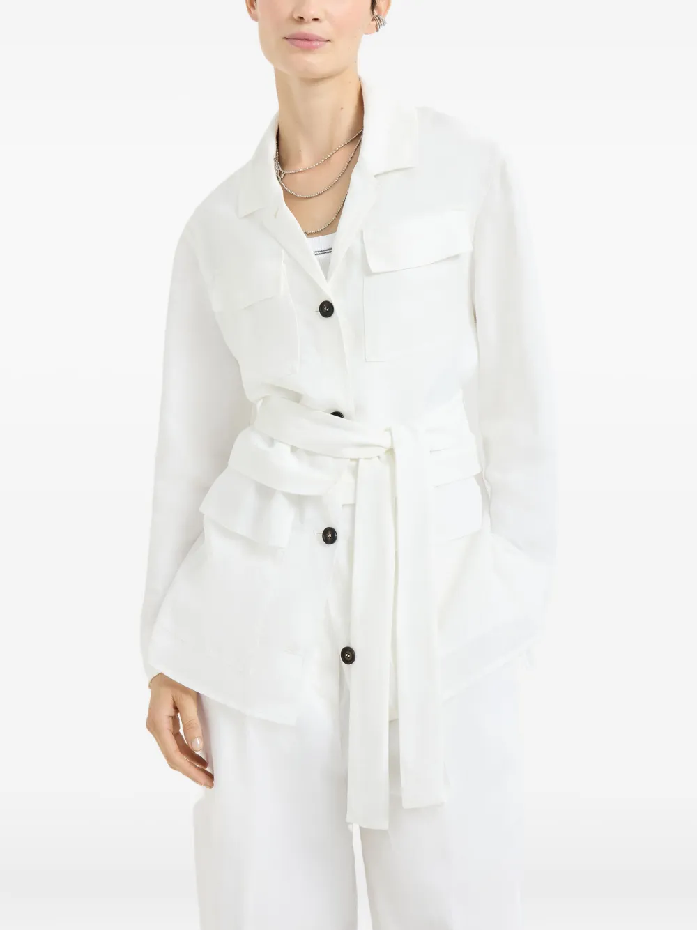 Brunello Cucinelli Jack met zak en ceintuur Wit