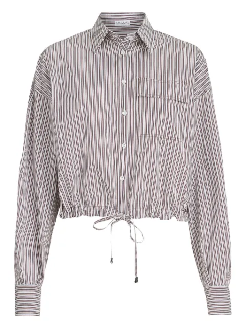 Brunello Cucinelli camisa de popelina con detalle Monili