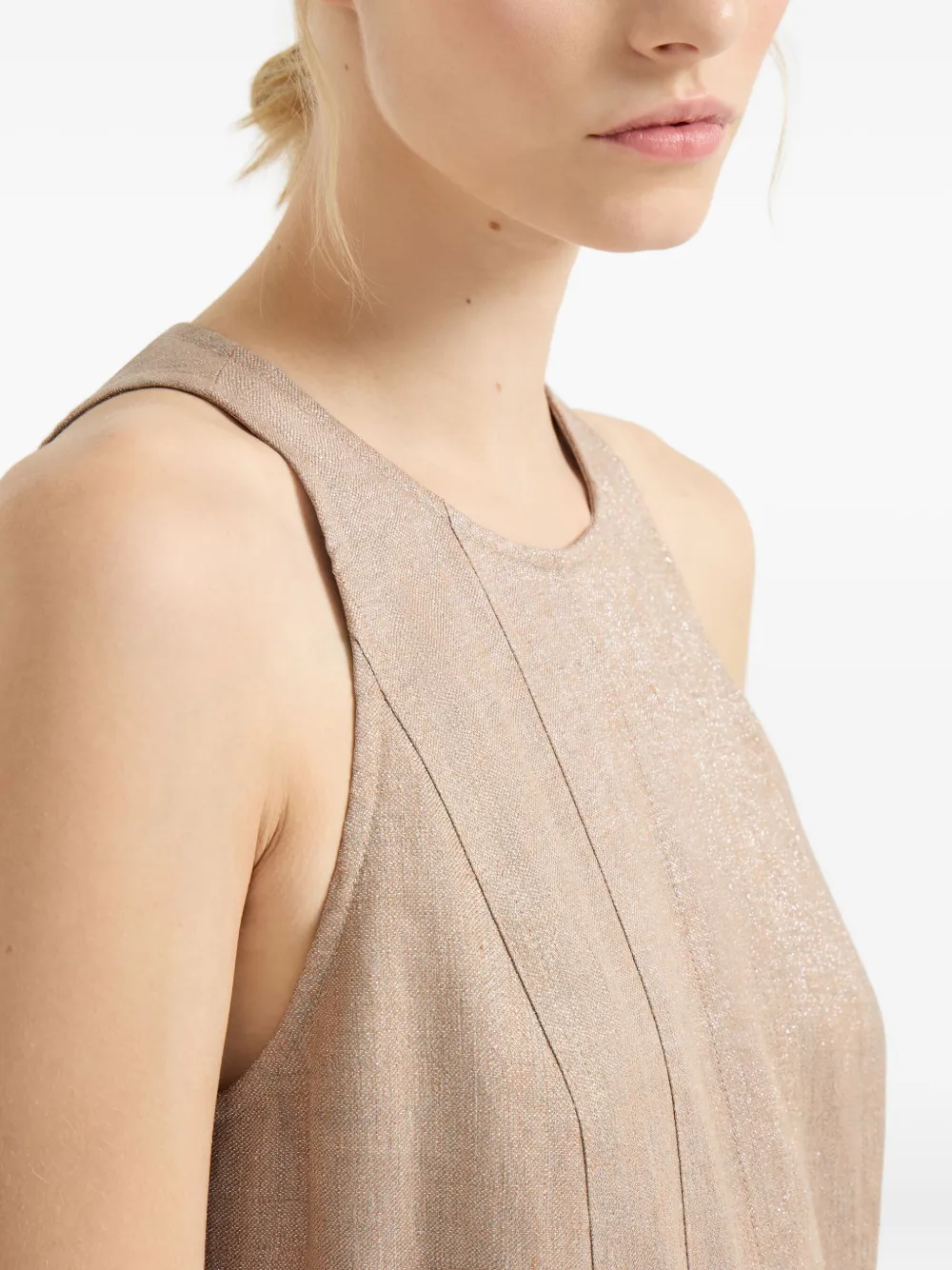 Brunello Cucinelli Twill maxi-jurk met glitter Beige