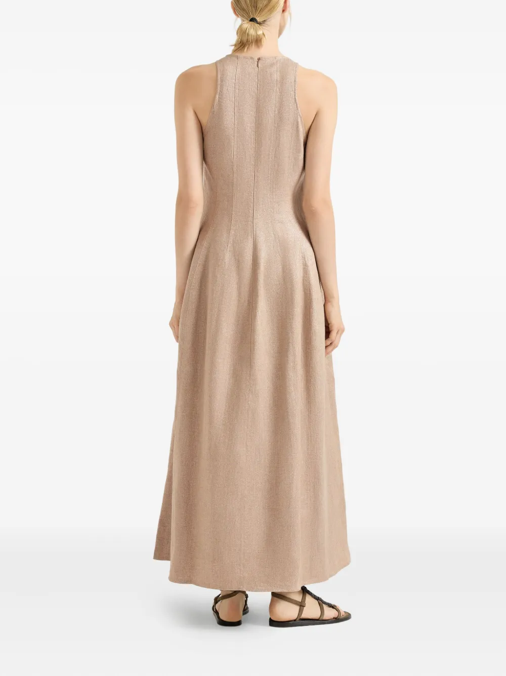 Brunello Cucinelli Twill maxi-jurk met glitter Beige
