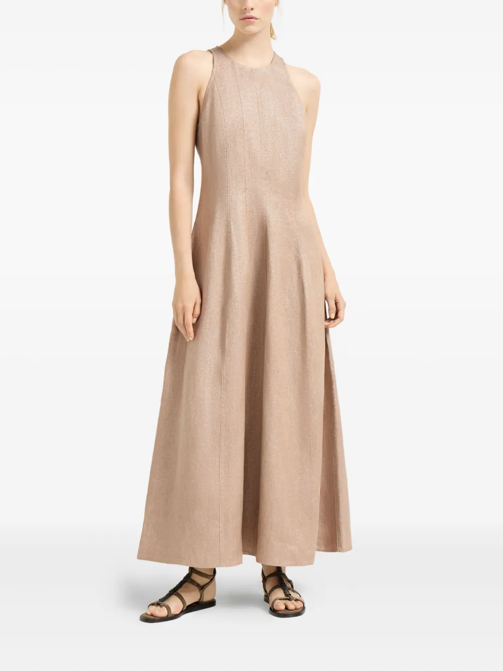 Brunello Cucinelli Twill maxi-jurk met glitter Beige