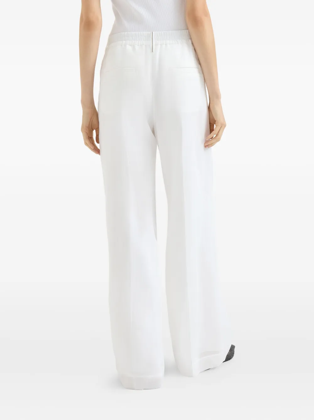 Brunello Cucinelli Broek met organza Monili-detail Wit