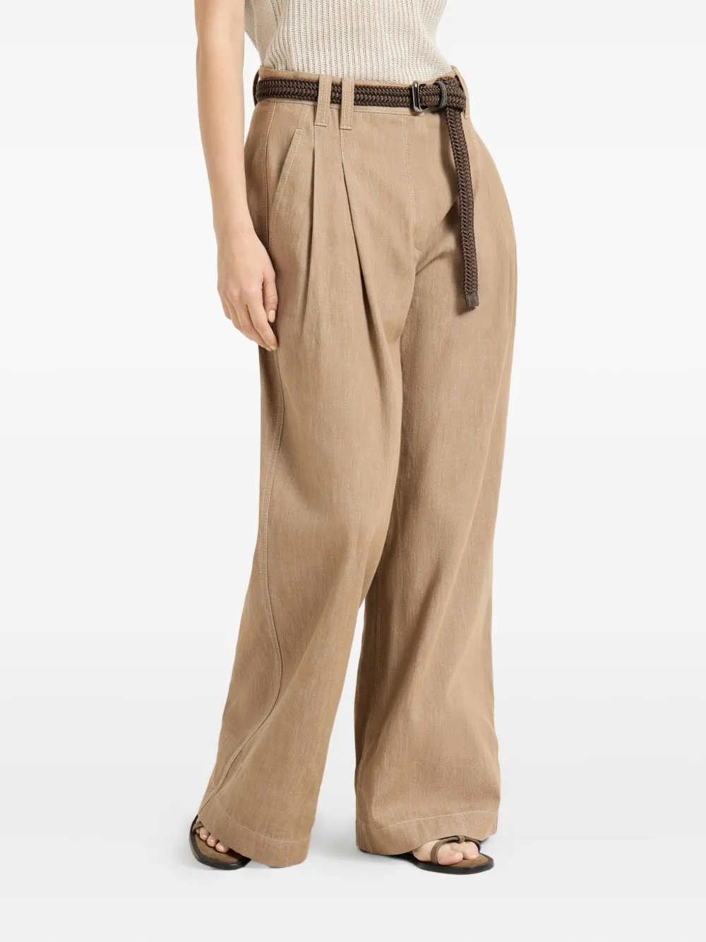 Brunello Cucinelli Broek met Monili-detail Bruin