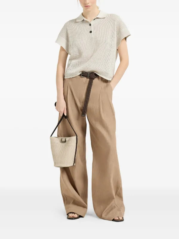 BRUNELLO CUCINELLI☆モニーレ付きパンツ☆ Brunello Cucinelli モニーレ パンツ | ブラウン | FARFETCH JP