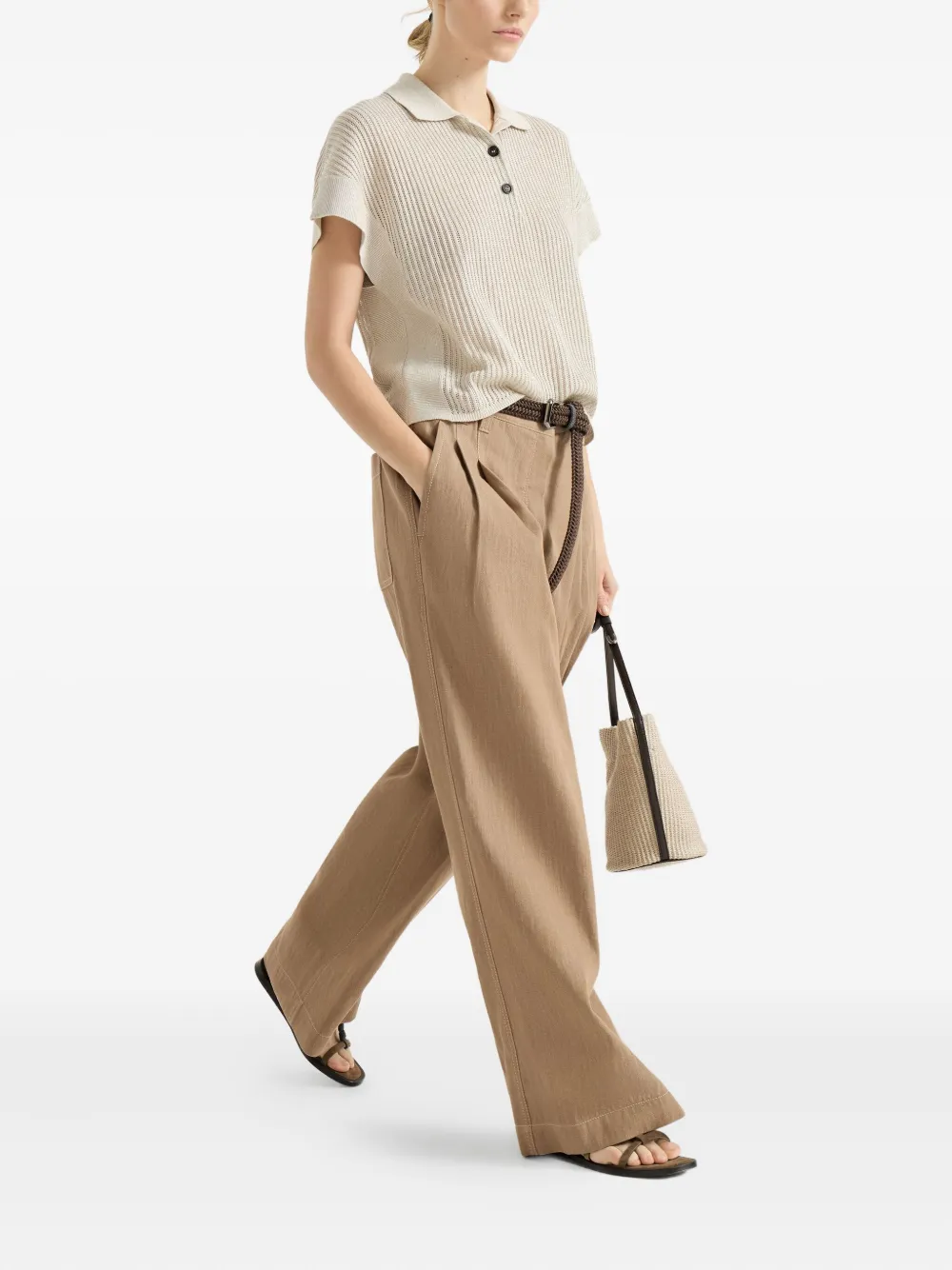 Brunello Cucinelli Broek met Monili-detail Bruin